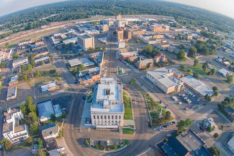Downtown Texarkana Texas skyline at sunset showing residential lifestyle and surrounding area