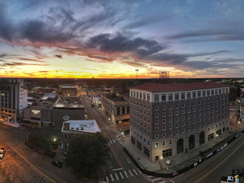 Downtown Texarkana Texas skyline at sunset showing city lifestyle